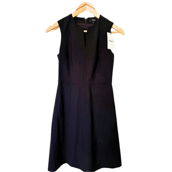 Theory Miyani Sevona Split Front Dress size 00 Black Stretch NWT - Picture 4 of 9